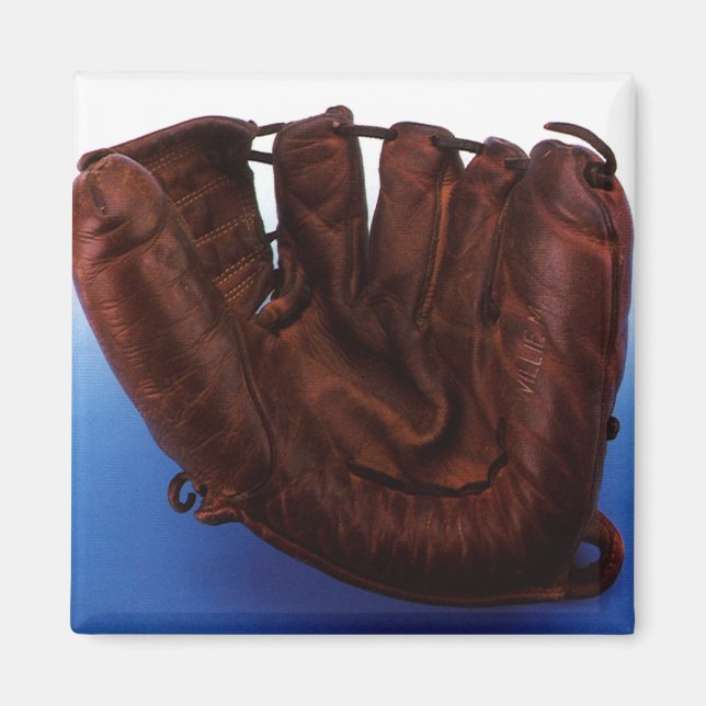 Vintage Sport, Antik Läderbasebollhandske Magnet (Framsidan)
