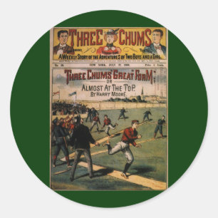 Vintage Sport Baseball Tre Vänner Magasin Omslag Runt Klistermärke