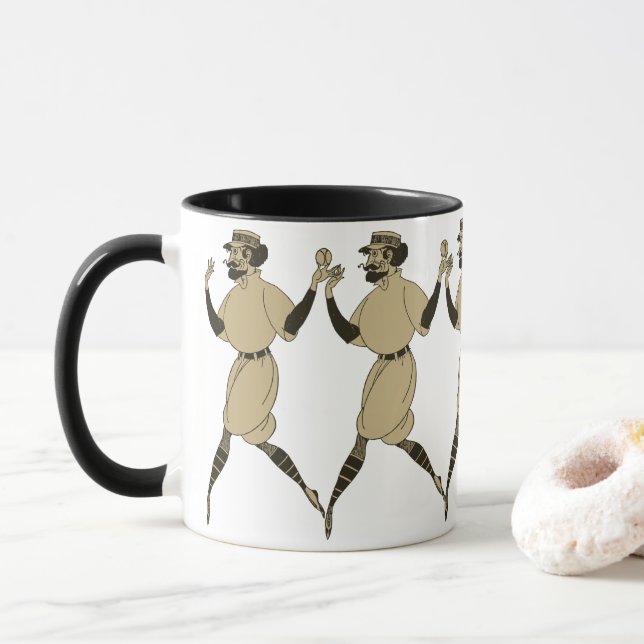 Vintage Sport Baseball, Victorian Basebollspelare Mugg (Med munk)