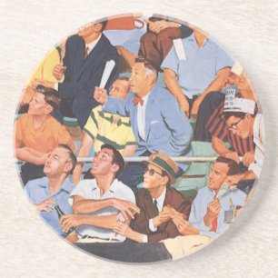 Vintage sport basebollfans som tittar på en match underlägg sandsten