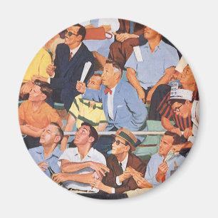Vintage sport basebollfantaster som tittar på en m magnet