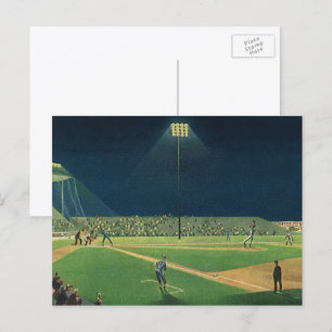 Vintage Sport, Basebollmatch på Natten Vykort