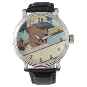 Vintage Sport Basebollslagare, Stilisert Konst Armbandsur