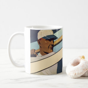 Vintage Sport Basebollslagare, Stilisert Konst Kaffemugg