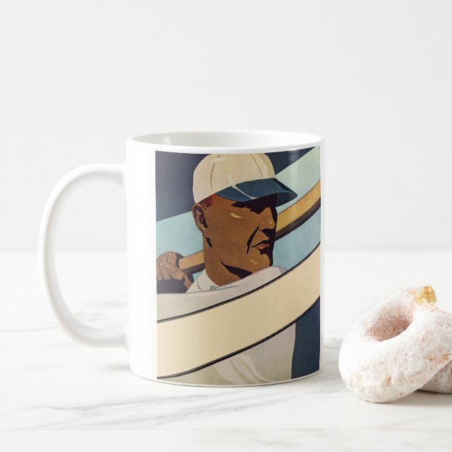 Vintage Sport Basebollslagare, Stilisert Konst Kaffemugg (Med munk)
