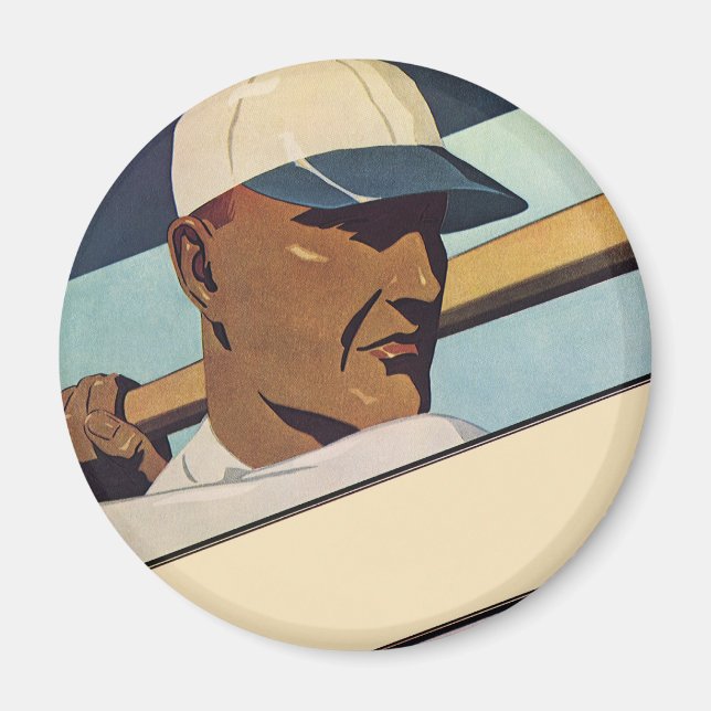 Vintage Sport Basebollslagare, Stilisert Konst Magnet (Framsidan)