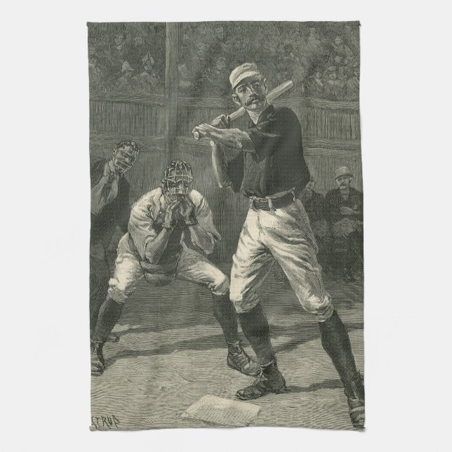 Vintage Sport, Basebollspelare av Thulstrup Kökshandduk (Vertikal)