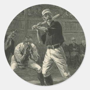 Vintage Sport, Basebollspelare av Thulstrup Runt Klistermärke