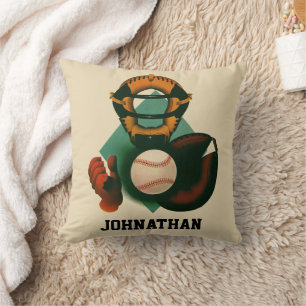 Vintage Sport Basebollspelare, Catcher med Fångarh Kudde