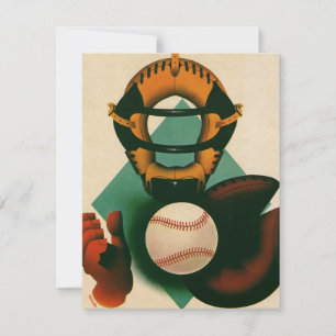 Vintage sport basebollspelare, catcher med handske
