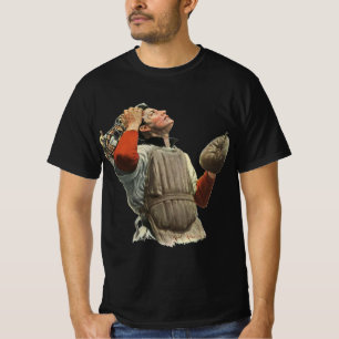 Vintage Sport Basebollspelare, Catcher Tittar Upp Tee Shirt