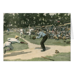 Vintage Sport, Basebollspelare glider in i hemplat Hälsningskort