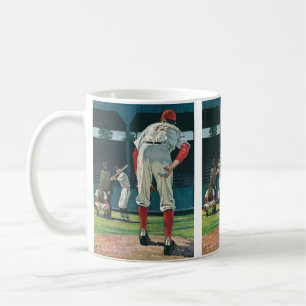 Vintage Sport Basebollspelare Pitcher på Höjd Kaffemugg