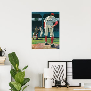 Vintage Sport Basebollspelare Pitcher på Höjd Poster