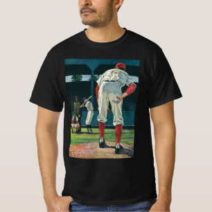 Vintage sport basebollspelare pitcher på kulle t-shirt