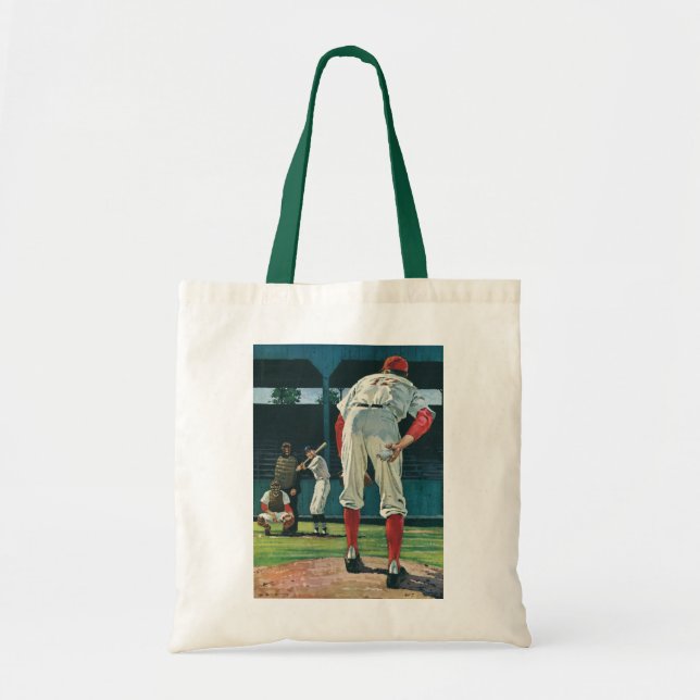 Vintage sport basebollspelare pitcher på kulle tygkasse (Framsidan)