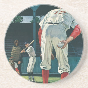 Vintage sport basebollspelare pitcher på kulle underlägg sandsten