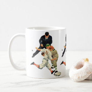 Vintage Sport Basebollspelare Säkra på Hemmaplatt Kaffemugg