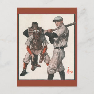 Vintage Sport Basebollspelare Vykort