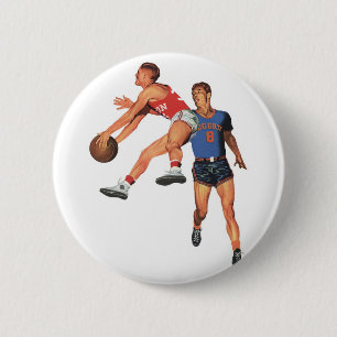 Vintage Sport, Basketbollspelare i en Match Knapp