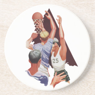 Vintage Sport, Basketbollspelare i en Match Underlägg Sandsten