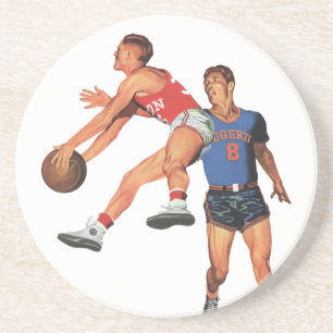 Vintage Sport, Basketbollspelare i en Match Underlägg Sandsten