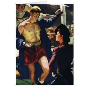 Vintage Sport Boxning, Boxare Lämnar Ringen Hälsningskort