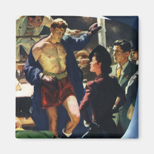 Vintage Sport Boxning, Boxare Lämnar Ringen Magnet
