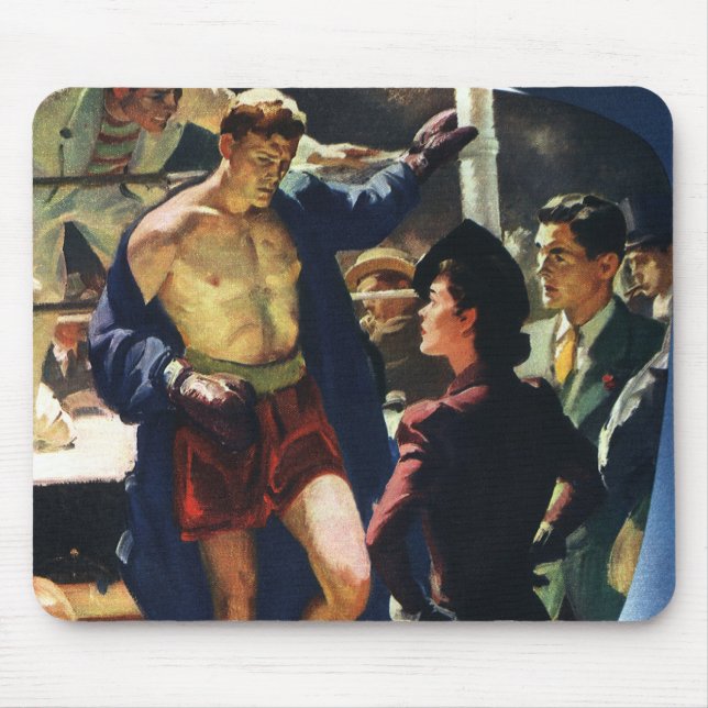 Vintage Sport Boxning, Boxare Lämnar Ringen Musmatta (Framsidan)