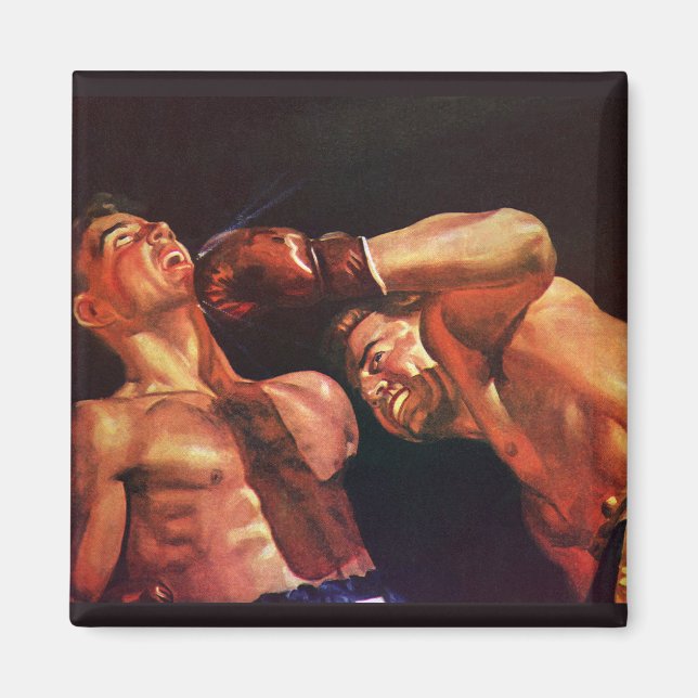 Vintage sport boxning, boxare slår fight magnet (Framsidan)