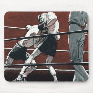 Vintage sport boxning, boxare slåss i ringen musmatta