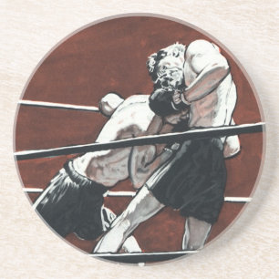 Vintage sport boxning, boxare slåss i ringen underlägg