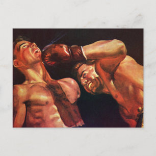 Vintage sport boxning, boxare som slåss vykort
