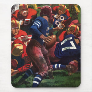 Vintage sport fotbollsspelare quarterback i match musmatta