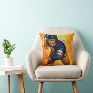 Vintage Sport Fotbollsspelare Quarterback Springan Kudde