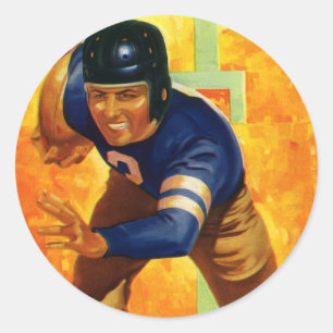 Vintage Sport Fotbollsspelare Quarterback Springan Runt Klistermärke