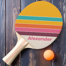 Vintage Sport Godis Regnbågsrandig med namn Pingisracket