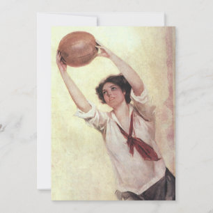 Vintage Sport, Kvinna Basketspelare med Boll