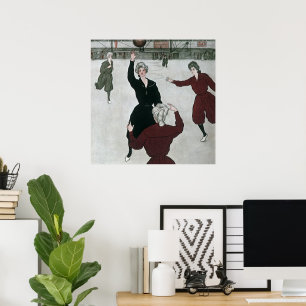 Vintage Sport, kvinnliga basketspelare i match Poster