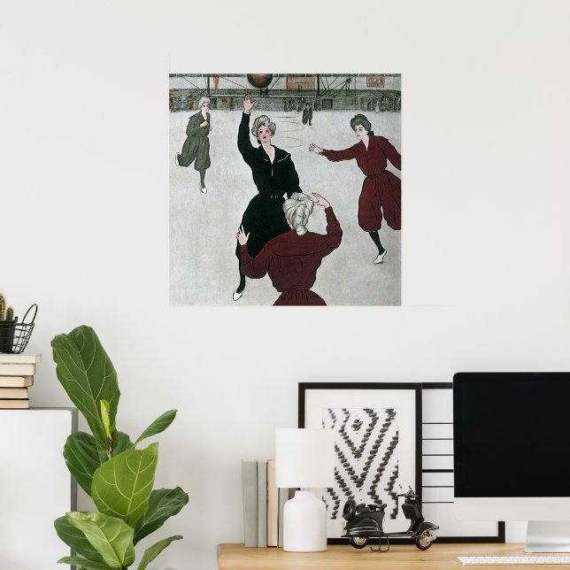 Vintage Sport, kvinnliga basketspelare i match Poster (Hemmakontoret)
