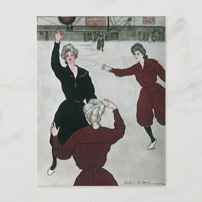 Vintage Sport, kvinnliga basketspelare i spel Vykort (Framsida)