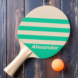 Vintage Sport Mint Ränder med Namn Pingisracket