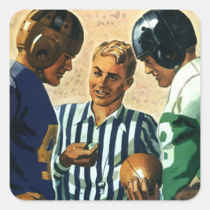 Vintage Sport, Mynt Singling Domare Amerikansk Fot Fyrkantigt Klistermärke