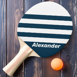 Vintage Sport Navy-ränder med namn Pingisracket