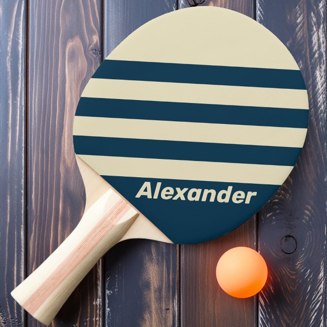 Vintage Sport Navyblekning Ränder med namn Pingisracket (Skapare uppladdad)