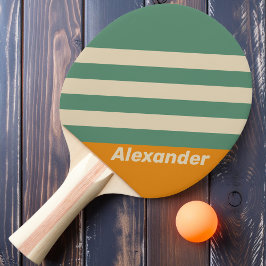 Vintage Sport Orange Ränder med Namn Pingisracket