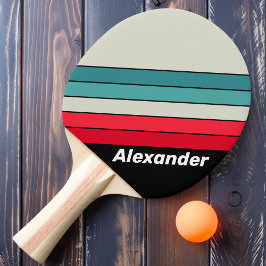 Vintage Sport Retro Stealth Randig med namn Pingisracket