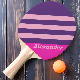 Vintage Sport Rosa Himmel Ränder med Namn Pingisracket