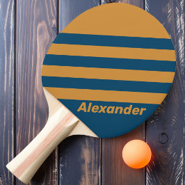 Vintage Sport Royal Guld Ränder med Namn Pingisracket