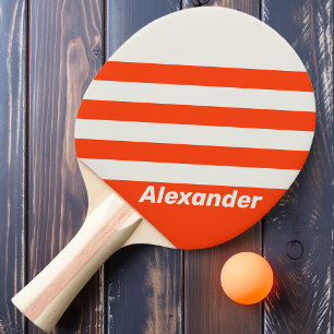 Vintage Sport Solnedgång Orange Ränder med Namn Pingisracket